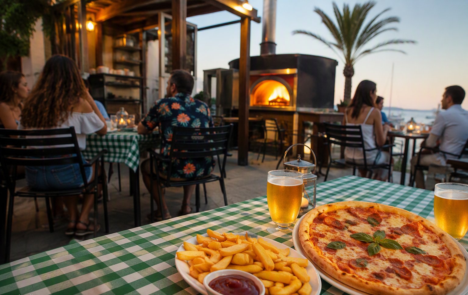 Terraza de Pizzeria Sapori D'Italia en primera línea de la playa de Velilla, Almuñécar